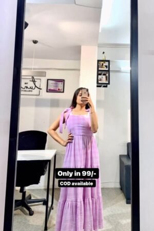 Liliac Color Knee Length Party Wear Dress