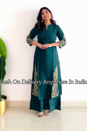 Green Ethnic Motifs Embroidered Regular Jashn Kurta with Palazzos & Dupatta