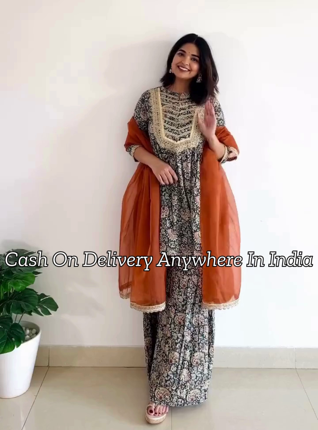 Women Blue Paisley Printed Regular Gotta Patti Pure Cotton Kurta with Sharara & With Dupatta