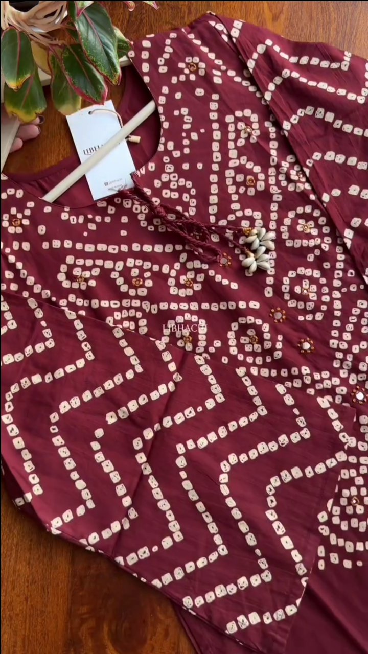 Women Red & White Bandhani Printed Pure Cotton Kurta,Bottom and Dupatta