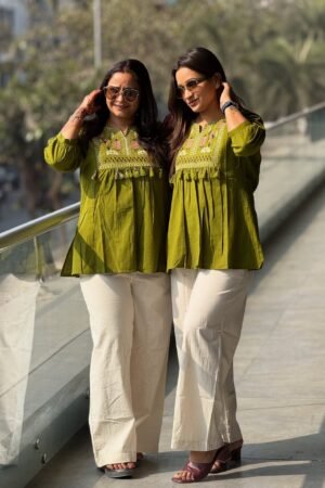 Cotton Embroidered Tassel Tunic With Linen Pant
