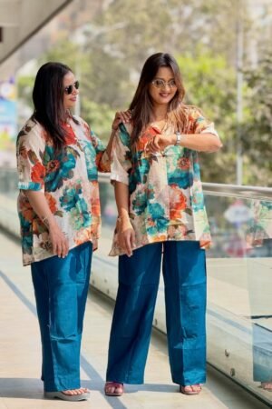 Linen Floral Printed Shirt With Pant