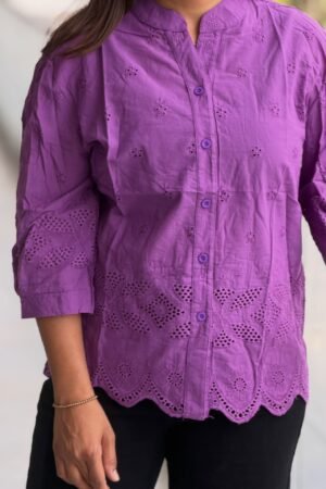 Cotton Schiffli Embroidered Shirt