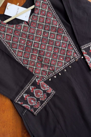 Black Ajrakh Inspired Kurta Pant Set
