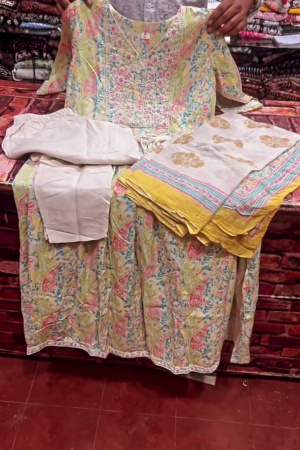 Pastel Paisley Printed Anarkali Suit Set