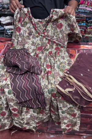 Vintage Floral Anarkali Suit Set