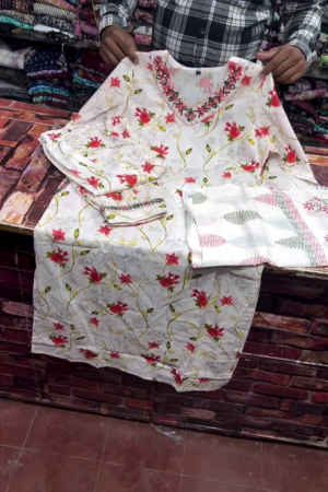 Ivory Floral Vine Printed Suit Set