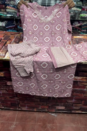 Dusty Rose Bandhani Print Suit Set