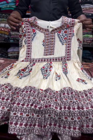 Ivory Ethnic Printed Anarkali Kurta Set