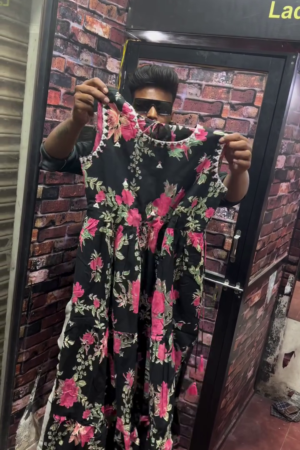 Black Floral Layered Dress