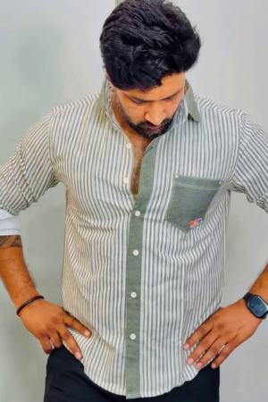 Men's Graphic Back Print Stripe Casual Shirt