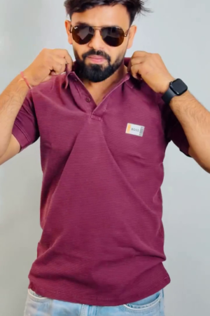 Men's Textured Solid Polo T-Shirt