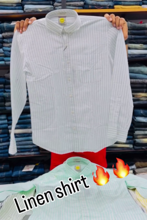 Men's Linen Blend Vertical Stripe Casual Shirt