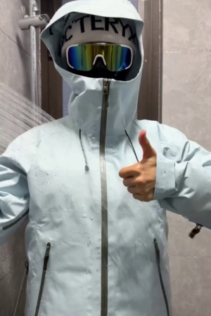 Ice White Waterproof Hooded Performance Shell Jacket