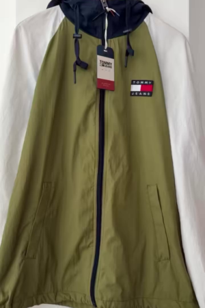 Olive Color Block Hooded Windbreaker