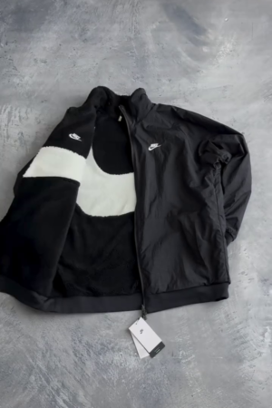 Black Sherpa Lined Windbreaker Jacket