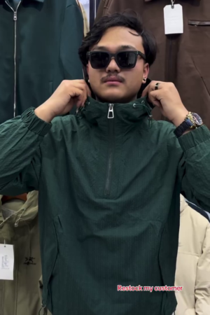Dark Green Half-Zip Anorak Jacket