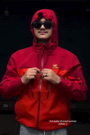 Red & Orange Waterproof Mountain Shell Jacket