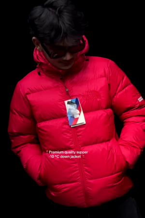 Crimson Hooded Down Puffer Jacket