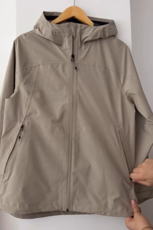 Beige Lightweight Hooded Rain Jacket