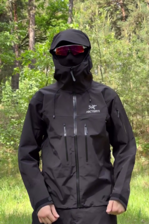 Black Technical Hooded Shell Jacket