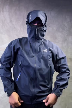Blue Technical Hooded Shell Jacket