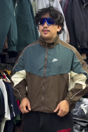 Brown Colorblock Sport Windbreaker