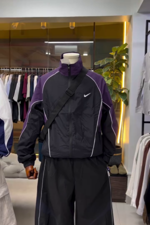 Black & Purple Retro Sport Windbreaker