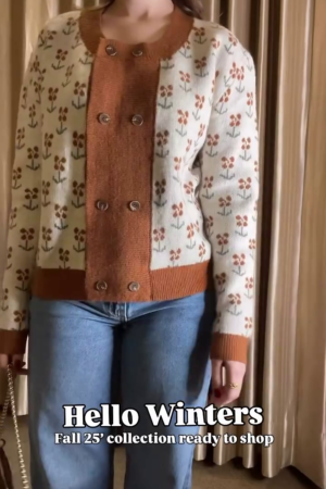 Women's Floral Knit Cardigan