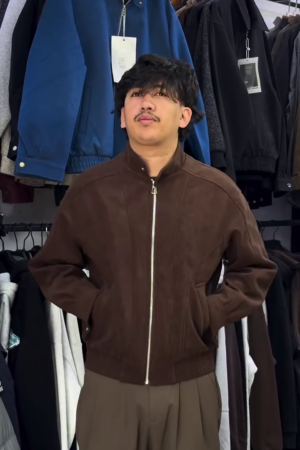 Men's Suede Finish Bomber Jacket