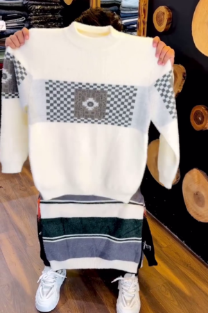 Men's High-Neck Jacquard Knit Sweater