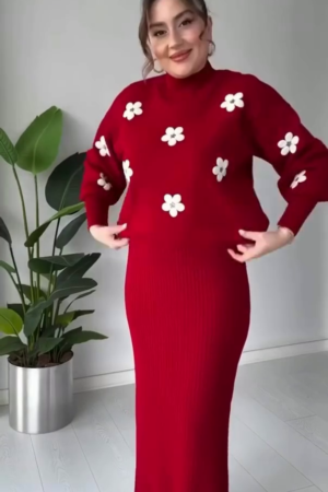 Blossom Appliqué Knit Winter Co-Ord Set