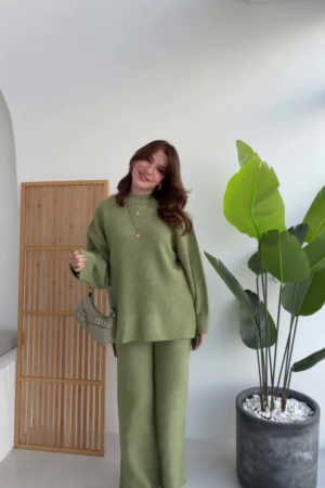 Minimal Ribbed Knit Winter Co-Ord Set