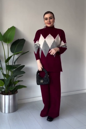 Women's Argyle Winter Knit Co-Ord Set