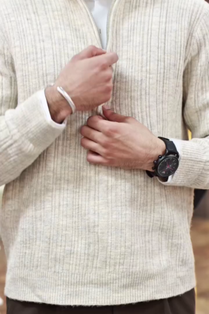 Men's Ribbed Winter Half-Zip Sweater