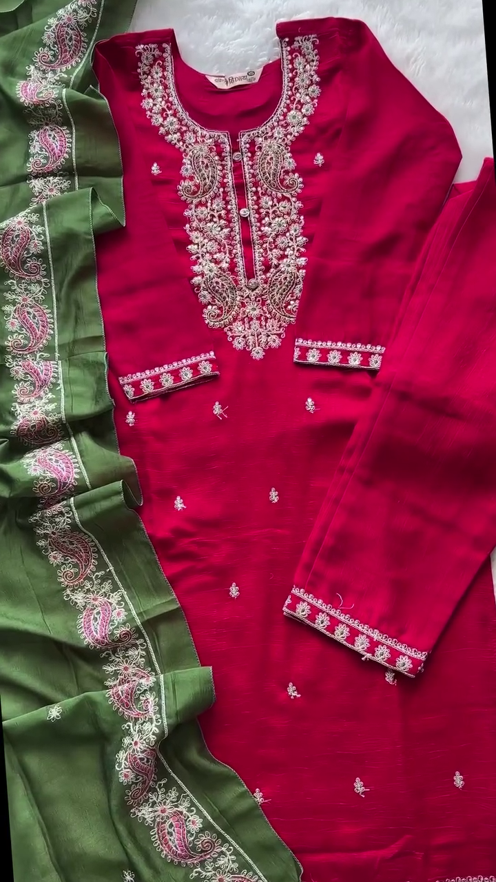 Women's Rani Pink Embroidered Salwar Suit Set - Image 2