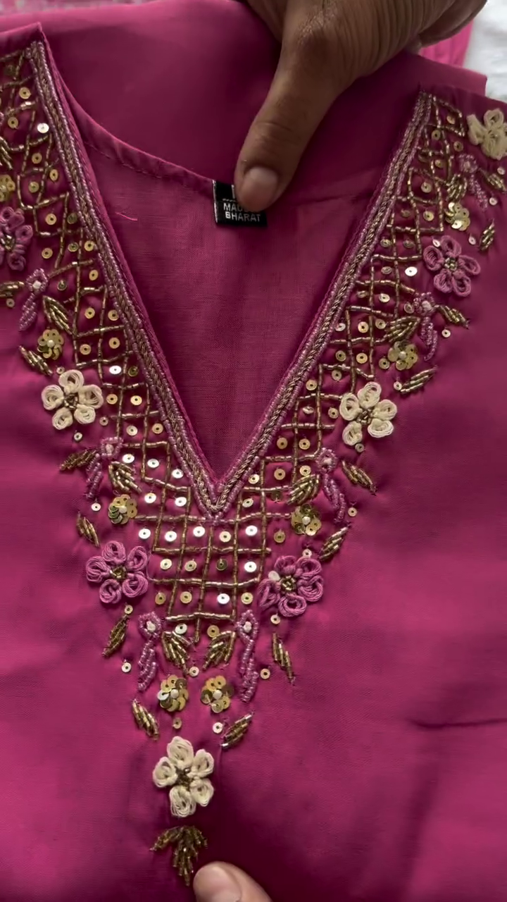 Women's Wine Embellished Salwar Suit Set - Image 2