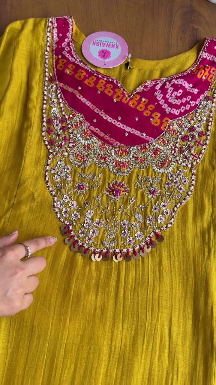 Women's Yellow Floral Embroidered Kurta Set - Image 2