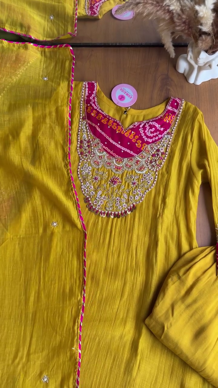 Women's Yellow Floral Embroidered Kurta Set
