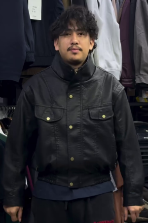 Black Textured Faux Leather Jacket