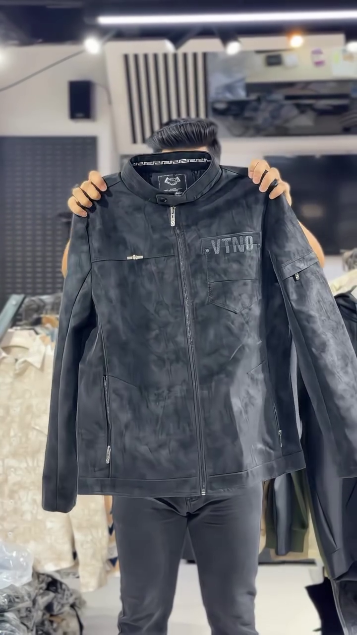 Zip-Up Leather-Look Jacket - Image 2
